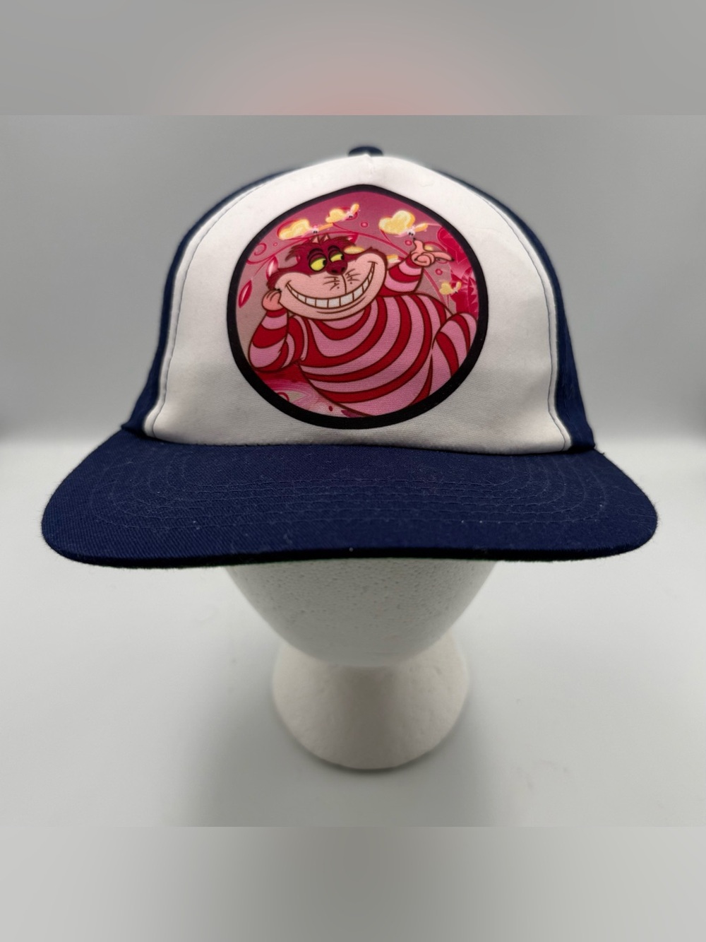 Disney Navy Blue & White Cheshire Cat Snapback Baseball Cap Hat Adjustable